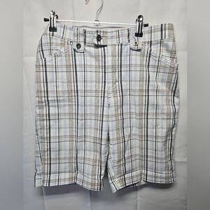 Lee Plaid Shorts - White and Brown Sz 8
